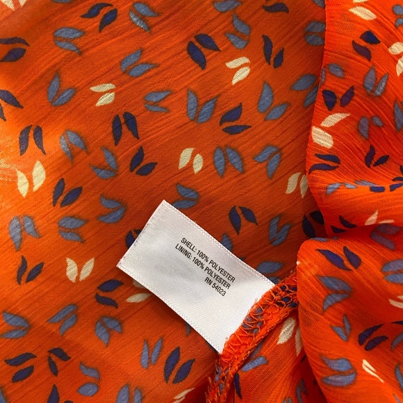 Old Navy Orange Sheer V Neck Long Sleeve Pintuck Peasant Mini Dress Size M - Picture 9 of 11